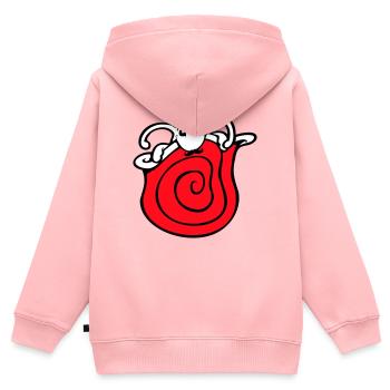 M. Escargot Sir Cylindre Monocle Riche Riche - Sweat Premium à capuche zippé enfant bio - rose - Dos - AI Model Kid Female (0cm)