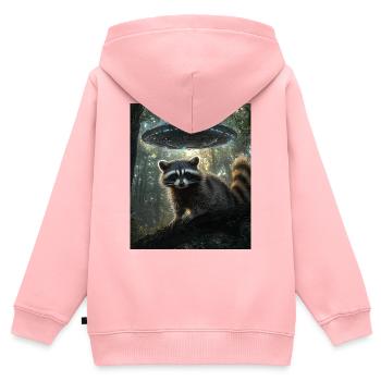 Waschbär Selfie mit UFO - Kinder Premium Organic Zip Hoodie - Rosa - Hinten - AI Model Kid Female (0cm)