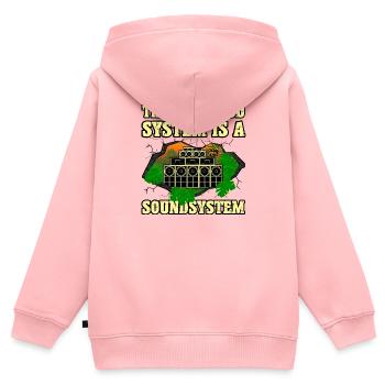 Système de son Dub - Sweat Premium à capuche zippé enfant bio - rose - Dos - AI Model Kid Female (0cm)