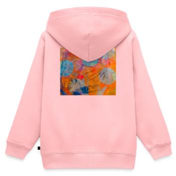 Abstrakte bunte Kreise auf lebhaftem Hintergrund - Kinder Premium Organic Zip Hoodie - Rosa - Hinten - AI Model Kid Female (0cm)