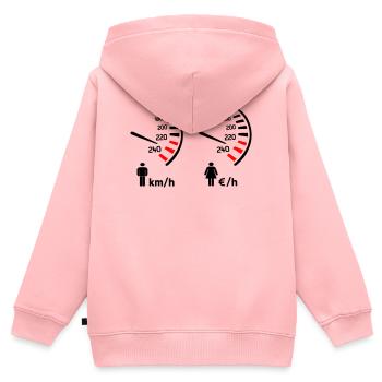 compteur de vitesse km/h et compteur de dépense  - Sweat Premium à capuche zippé enfant bio - rose - Dos - AI Model Kid Female (0cm)