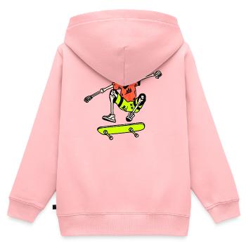 Neon Skate-Skelett – Ollie Retro 90er - Kinder Premium Organic Zip Hoodie - Rosa - Hinten - AI Model Kid Female (0cm)