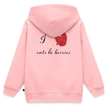 Ich liebe Katzen und Beeren - Kinder Premium Organic Zip Hoodie - Rosa - Hinten - AI Model Kid Female (0cm)
