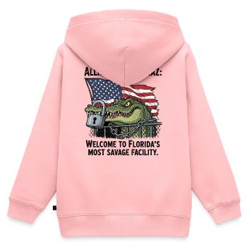 Alligator Alcatraz: Floridas wildeste Einrichtung - Kinder Premium Organic Zip Hoodie - Rosa - Hinten - AI Model Kid Female (0cm)