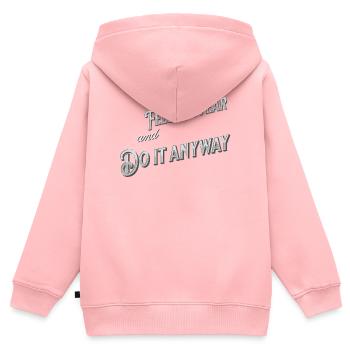 Ressentir la peur et le faire quand même - typographie - Sweat Premium à capuche zippé enfant bio - rose - Dos - AI Model Kid Female (0cm)