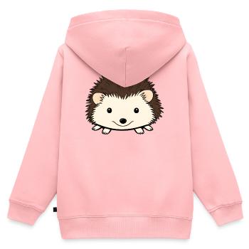 Niedlicher Igel mit freundlichem Gesicht - Kinder Premium Organic Zip Hoodie - Rosa - Hinten - AI Model Kid Female (0cm)