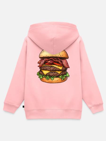 Double Bacon Cheeseburger :) - Kinder Premium Organic Zip Hoodie - Rosa