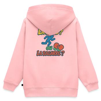 Flucht oder Kampf - Kinder Premium Organic Zip Hoodie - Rosa - Hinten - AI Model Kid Female (0cm)