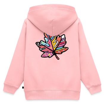 Ahorn Blatt Bunt Herbst - Kinder Premium Organic Zip Hoodie - Rosa - Hinten - AI Model Kid Female (0cm)