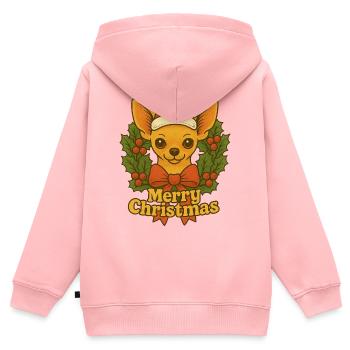 Festlicher Chihuahua-Weihnachtsgruß - Kinder Premium Organic Zip Hoodie - Rosa - Hinten - AI Model Kid Female (0cm)