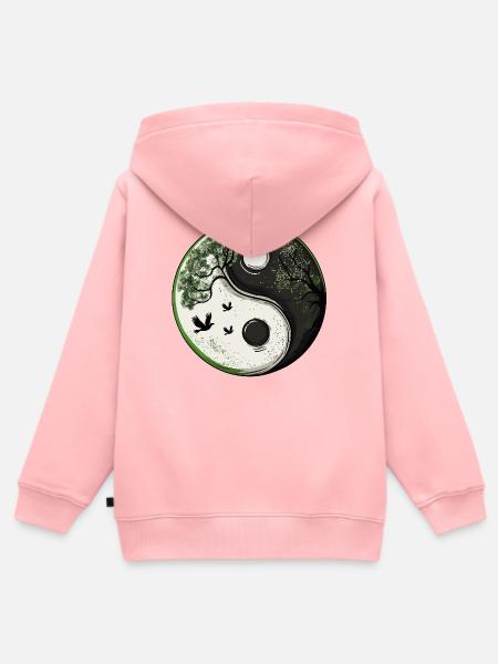 Yin and Yang Nature Version :) - Kinder Premium Organic Zip Hoodie - Rosa