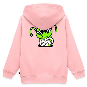 Raupe Mittelfinger Beleidigung Loch Sonnenbrille - Kinder Premium Organic Zip Hoodie - Rosa - Hinten - AI Model Kid Female (0cm)