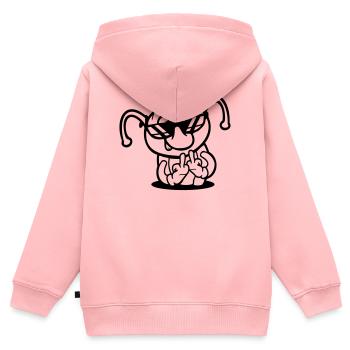 Raupe Mittelfinger Beleidigung Loch Sonnenbrille - Kinder Premium Organic Zip Hoodie - Rosa - Hinten - AI Model Kid Female (0cm)