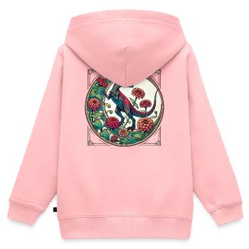 Lebendige Dinosaurier-Blumenkunst - Kinder Premium Organic Zip Hoodie - Rosa - Hinten - AI Model Kid Female (0cm)