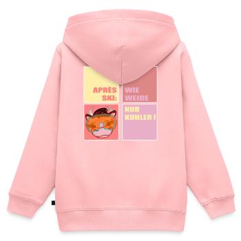 APRÈS-SKI SKIFAHREN KUH LUSTIG - Kinder Premium Organic Zip Hoodie - Rosa - Hinten - AI Model Kid Female (0cm)
