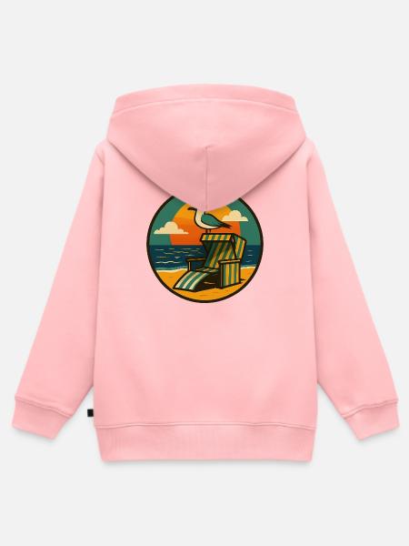 Strandkorb Design mit Möwe - Kinder Premium Organic Zip Hoodie - Rosa