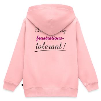 Selbstbewusstes Zitat Ich bin Frustrationstolerant - Kinder Premium Organic Zip Hoodie - Rosa - Hinten - AI Model Kid Female (0cm)