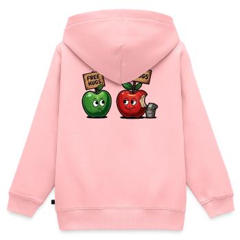 Funny apple motif with Free Hugs gag - Kids Premium Organic Zip-up Hoodie - rose - Back - AI Model Kid Female (0cm)