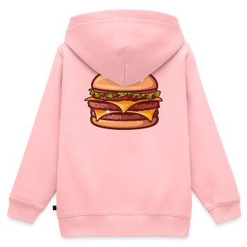 Cheeseburger juteux - Sweat Premium à capuche zippé enfant bio - rose - Dos - AI Model Kid Female (0cm)