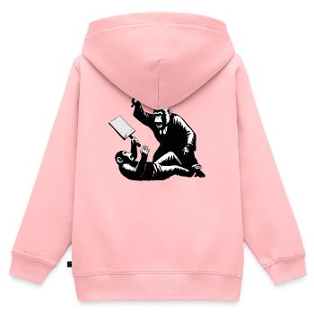 Affen-Richter schlägt auf Protestierenden ein - Kinder Premium Organic Zip Hoodie - Rosa - Hinten - AI Model Kid Female (0cm)