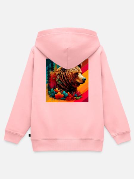 Bär - Kinder Premium Organic Zip Hoodie - Rosa