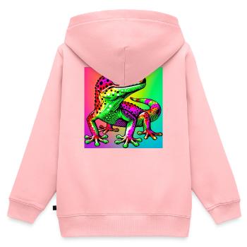 Gecko - Kinder Premium Organic Zip Hoodie - Rosa - Hinten - AI Model Kid Female (0cm)