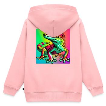 Gecko - Sweat Premium à capuche zippé enfant bio - rose - Dos - AI Model Kid Female (0cm)