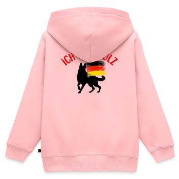 I am German  - Sweat Premium à capuche zippé enfant bio - rose - Dos - AI Model Kid Female (0cm)