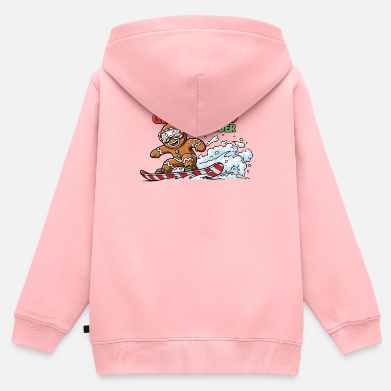 Biscuit de snowboard - Sweat Premium à capuche zippé enfant bio - rose