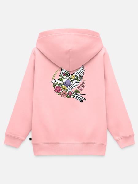 Blühender Taube im Blumenkranz - Kinder Premium Organic Zip Hoodie - Rosa