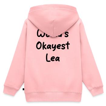 World's okayest Lea - Kinder Premium Organic Zip Hoodie - Rosa - Hinten - AI Model Kid Female (0cm)
