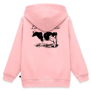 Milchkuh des Dolce Vita - Kinder Premium Organic Zip Hoodie - Rosa - Hinten - AI Model Kid Female (0cm)