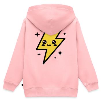 Éclair kawaii avec visage expressif - Sweat Premium à capuche zippé enfant bio - rose - Dos - AI Model Kid Female (0cm)