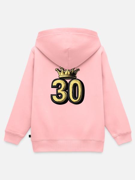 30 Zahl Krone - Kinder Premium Organic Zip Hoodie - Rosa