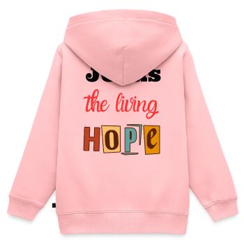 Lebensfreude Hoffnung Design - Kinder Premium Organic Zip Hoodie - Rosa - Hinten - AI Model Kid Female (0cm)