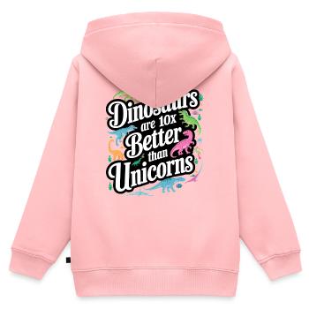 Les dinosaures éclipsent les licornes - Sweat Premium à capuche zippé enfant bio - rose - Dos - AI Model Kid Female (0cm)