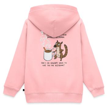Kaffee Notfall Beutier Eichhörnchen Kippe  - Kinder Premium Organic Zip Hoodie - Rosa - Hinten - AI Model Kid Female (0cm)