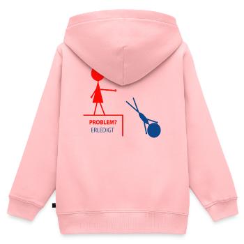 Lustiger Spruch– Problem? Erledigt! - Kinder Premium Organic Zip Hoodie - Rosa - Hinten - AI Model Kid Female (0cm)