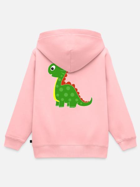 Grüner Dino mit hellen Punkten - Kinder Premium Organic Zip Hoodie - Rosa