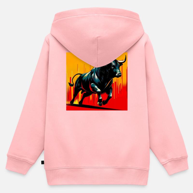 taureau - Sweat Premium à capuche zippé enfant bio - rose