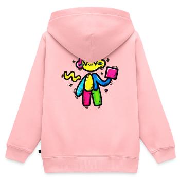 Bunter Doodle-Roboter mit Block - Kinder Premium Organic Zip Hoodie - Rosa - Hinten - AI Model Kid Female (0cm)