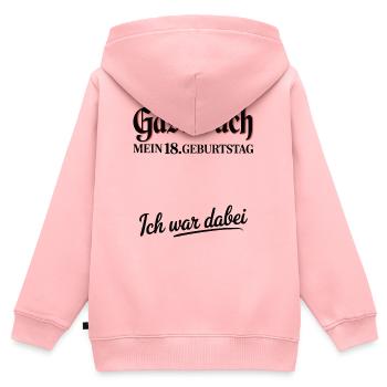 Gästebuch 18. Geburtstag – Ich war dabei Shirt - Kinder Premium Organic Zip Hoodie - Rosa - Hinten - AI Model Kid Female (0cm)