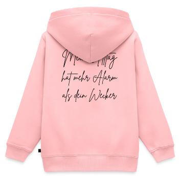 Mein Alltag hat mehr Alarm als dein Wecker - Kinder Premium Organic Zip Hoodie - Rosa - Hinten - AI Model Kid Female (0cm)