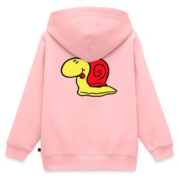 Schnecke frech Zunge rausstrecken schnell klein - Kinder Premium Organic Zip Hoodie - Rosa - Hinten - AI Model Kid Female (0cm)
