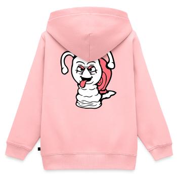 Schnecke frech Zunge rausstrecken böse klein cool - Kinder Premium Organic Zip Hoodie - Rosa - Hinten - AI Model Kid Female (0cm)