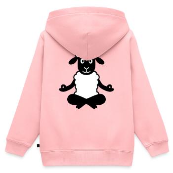 Yoga Schaf - Kinder Premium Organic Zip Hoodie - Rosa - Hinten - AI Model Kid Female (0cm)