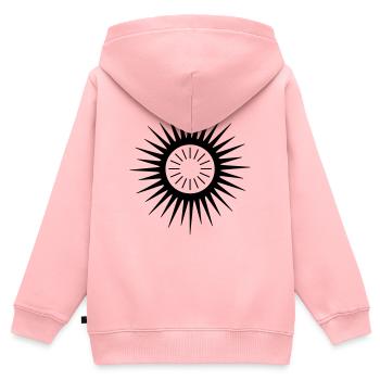 Symbole géométrique du rayon de soleil - Sweat Premium à capuche zippé enfant bio - rose - Dos - AI Model Kid Female (0cm)