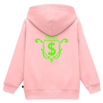 Krone Dollar Emblem - Kinder Premium Organic Zip Hoodie - Rosa - Hinten - AI Model Kid Female (0cm)