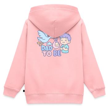 Der Storch und der werdende Vater - Kinder Premium Organic Zip Hoodie - Rosa - Hinten - AI Model Kid Female (0cm)