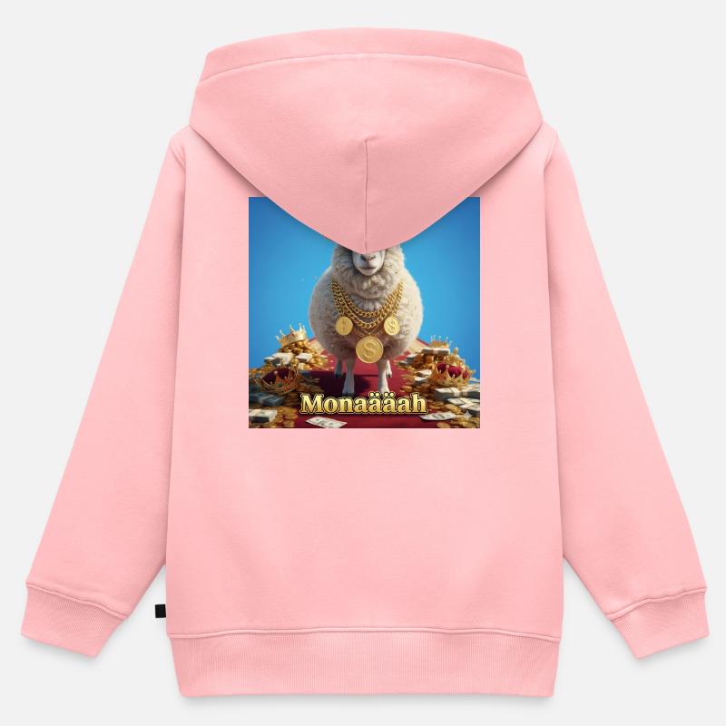 Mouton bling avec chaînes de pièces de monnaie - Sweat Premium à capuche zippé enfant bio - rose